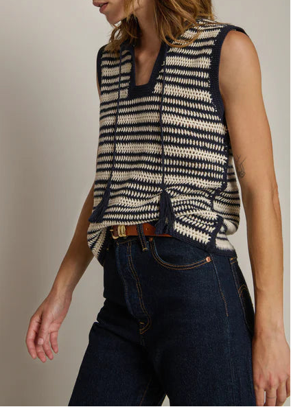 Nation LTD Priscilla Crochet Tank Crochet | Seascape Stripe