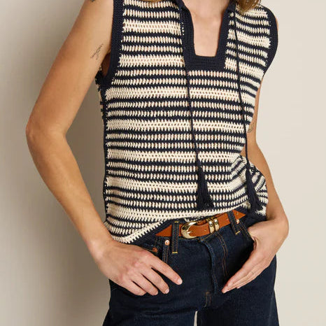 Nation LTD Priscilla Crochet Tank Crochet | Seascape Stripe