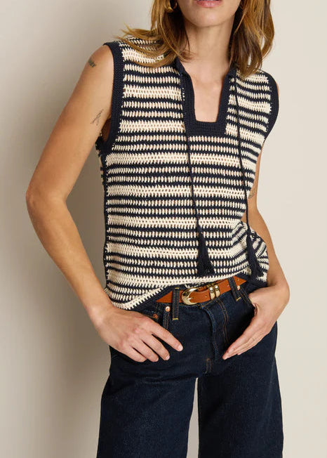 Nation LTD Priscilla Crochet Tank Crochet | Seascape Stripe