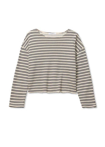 Perfect White Tee Briana French Terry Striped Top | Navy Stripe