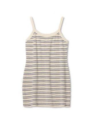 Perfect White Tee Loveshack Stripe Loop Terry Mini Dress | Cobalt Sugar Stripe