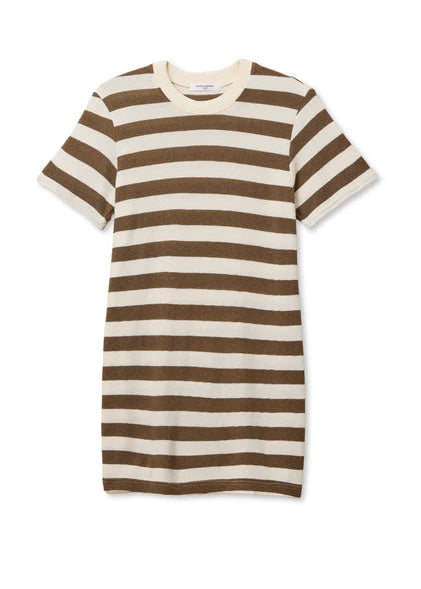 Perfect White Tee Rhett Rugby T-Shirt Dress | Mocha/Natural Stripe
