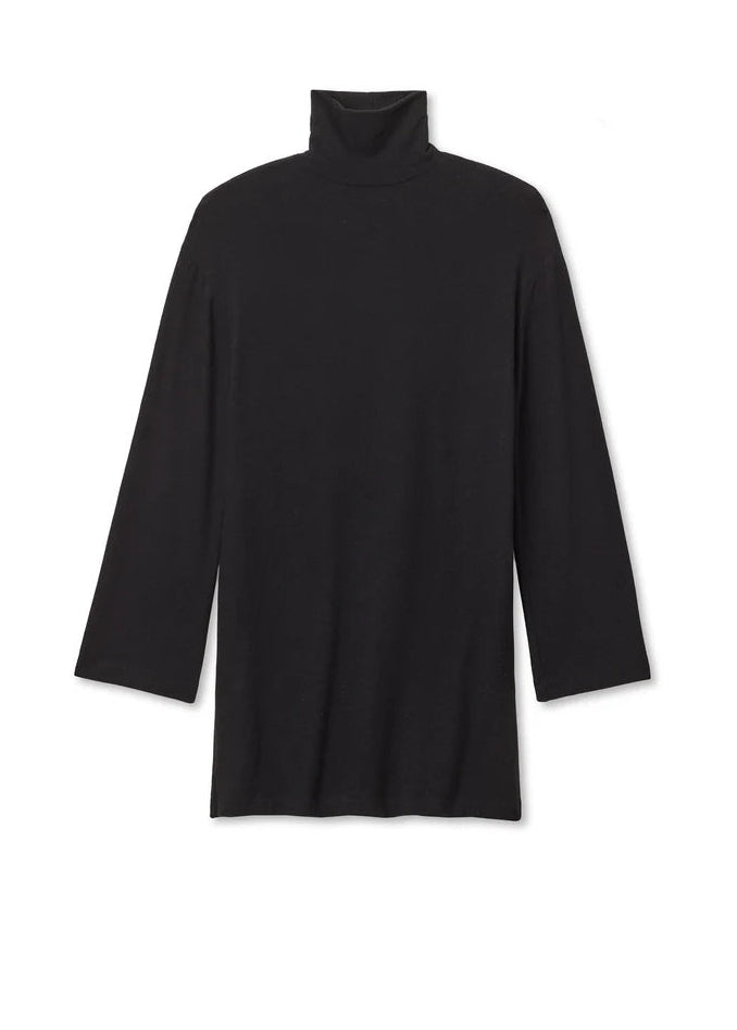 Perfect White Tee Anette Brushed Sweater Mock Neck Dress | True Black