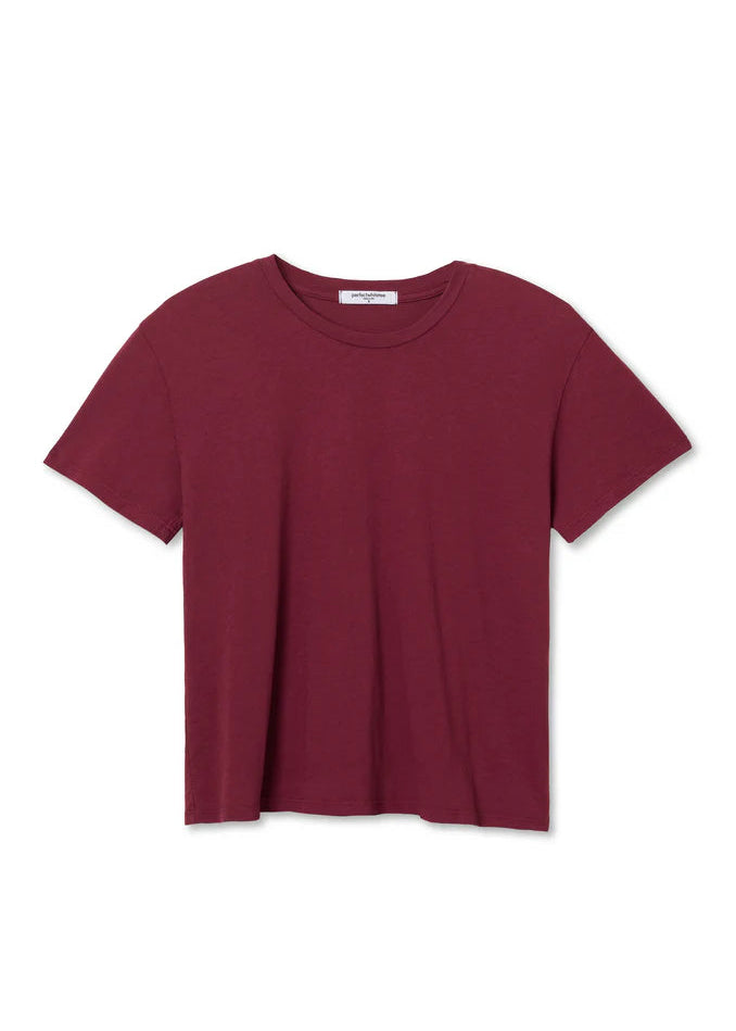 Perfect White Tee Harley Lightweight Cotton Crew Tee | Dark Burgundy