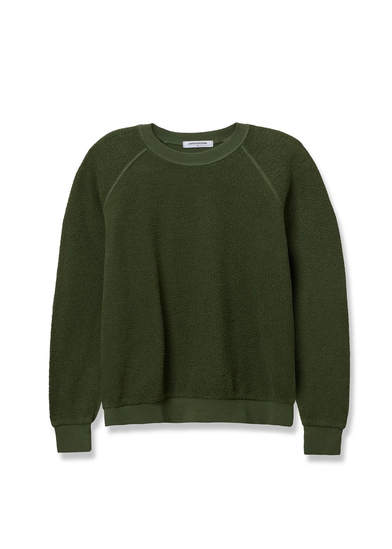 Perfect White Tee Ziggy Inside Out Cotton Fleece Bracelet Sleeve Shrunken Crew | Fern Green