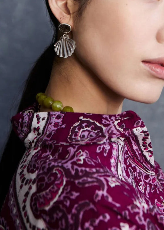 Chan Luu Scallop Earrings Clear Quartz
