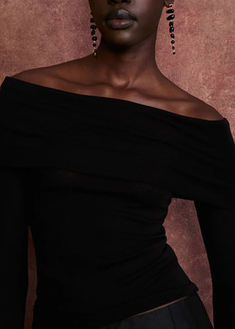 Chan Luu Mizumi Earrings Black Obsidian