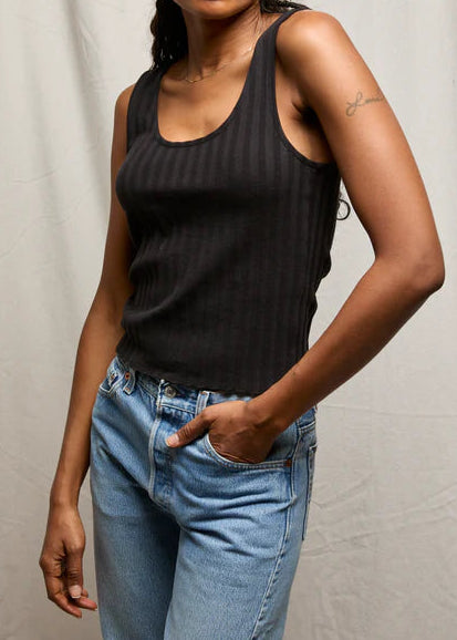 Perfect White Tee Rae Poorboy Rib Tank Top | True Black