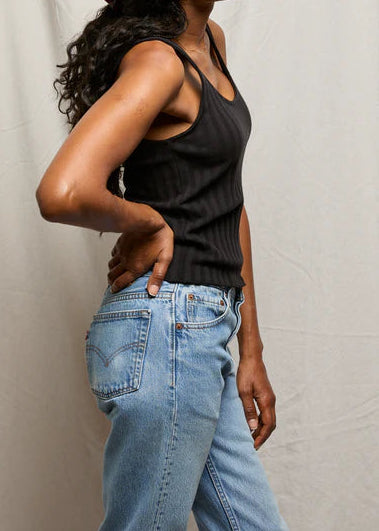Perfect White Tee Rae Poorboy Rib Tank Top | True Black