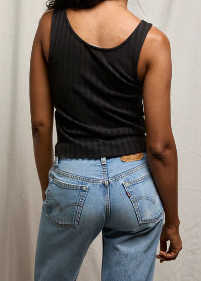 Perfect White Tee Rae Poorboy Rib Tank Top | True Black