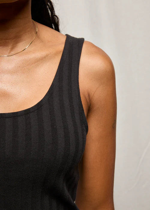 Perfect White Tee Rae Poorboy Rib Tank Top | True Black