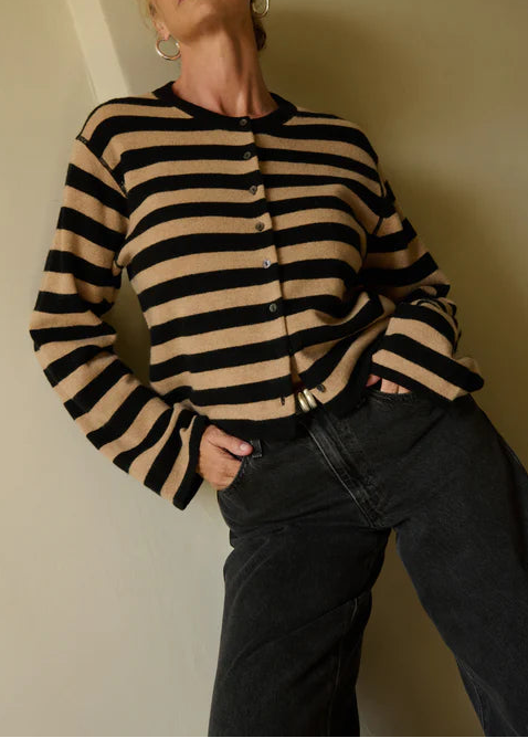 Nation LTD Rosetta Cardigan | Rugby Cocoa Stripe