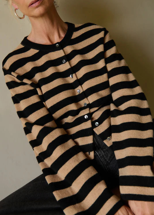 Nation LTD Rosetta Cardigan | Rugby Cocoa Stripe