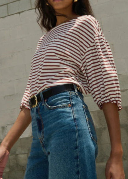 Nation LTD Sandra Boatneck Top | Sable Stripe