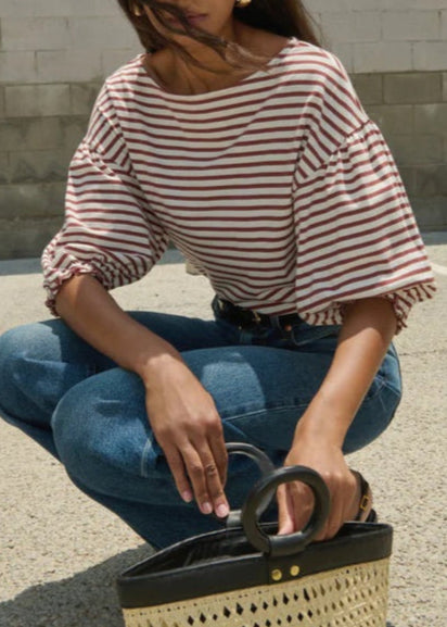 Nation LTD Sandra Boatneck Top | Sable Stripe