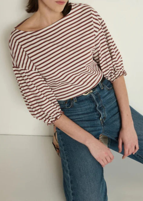 Nation LTD Sandra Boatneck Top | Sable Stripe