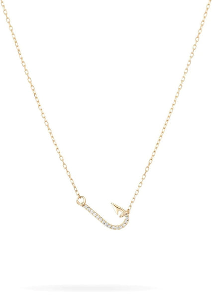 Pave Fish Hook Necklace