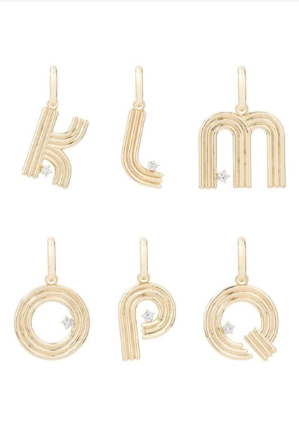 Groovy Diamond Initial Hinged Charm - M
