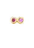 Tiny Infinity Stud With Ruby + Pink Sapphire