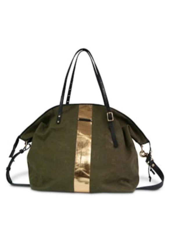 Kempton & Co. Army Gold Stripe Crossbody - Large