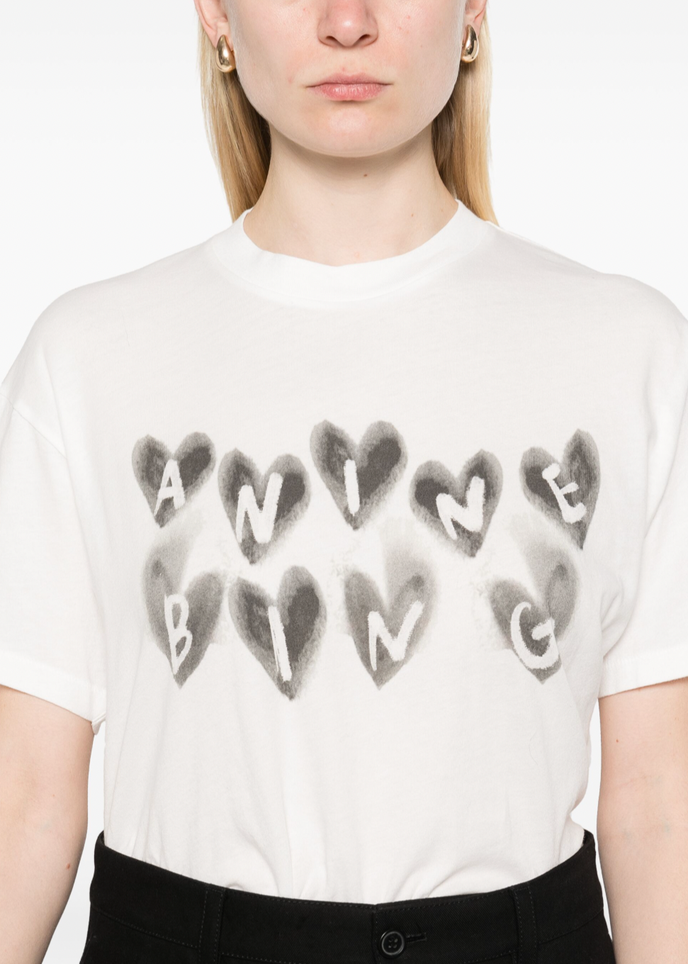 Anine Bing Cade Tee Hearts Ivory