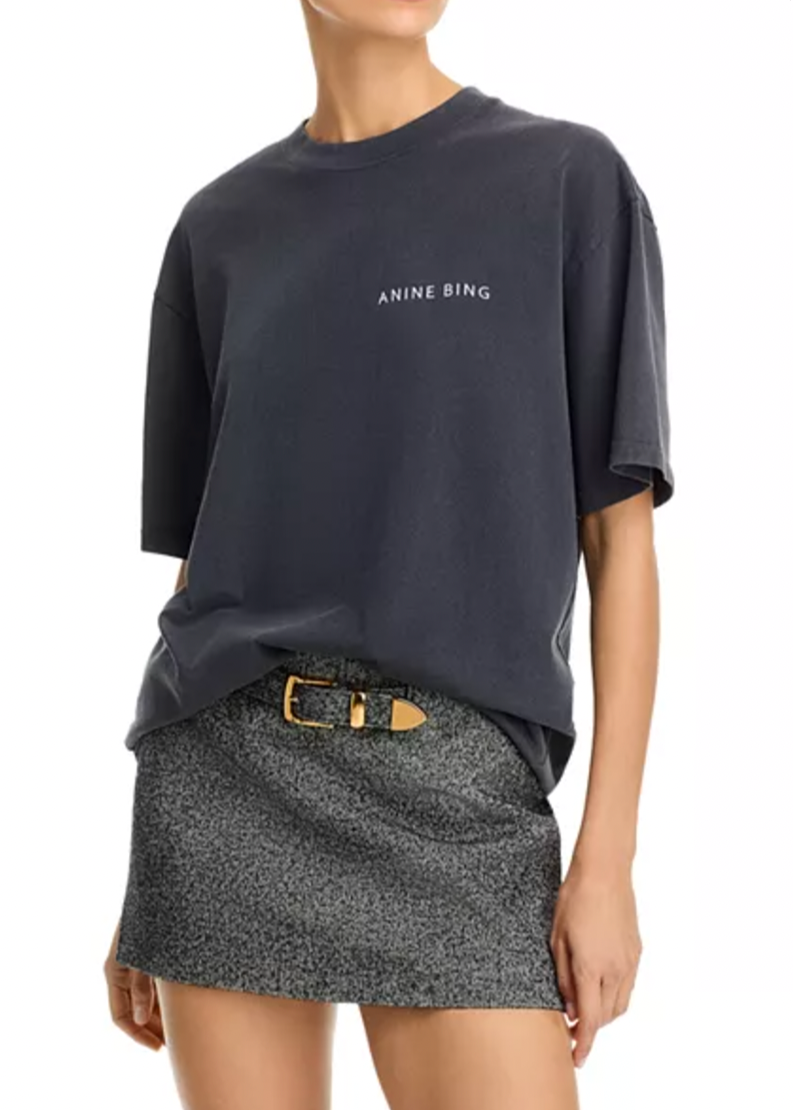 Anine Bing Kent Tee Twisted Snake - Washed Charcoal