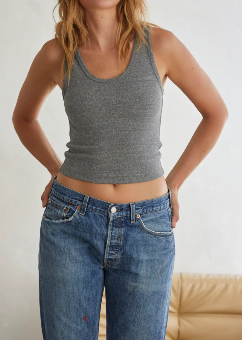 Perfect White Tee Blondie Tank Top | Dark Heather Grey