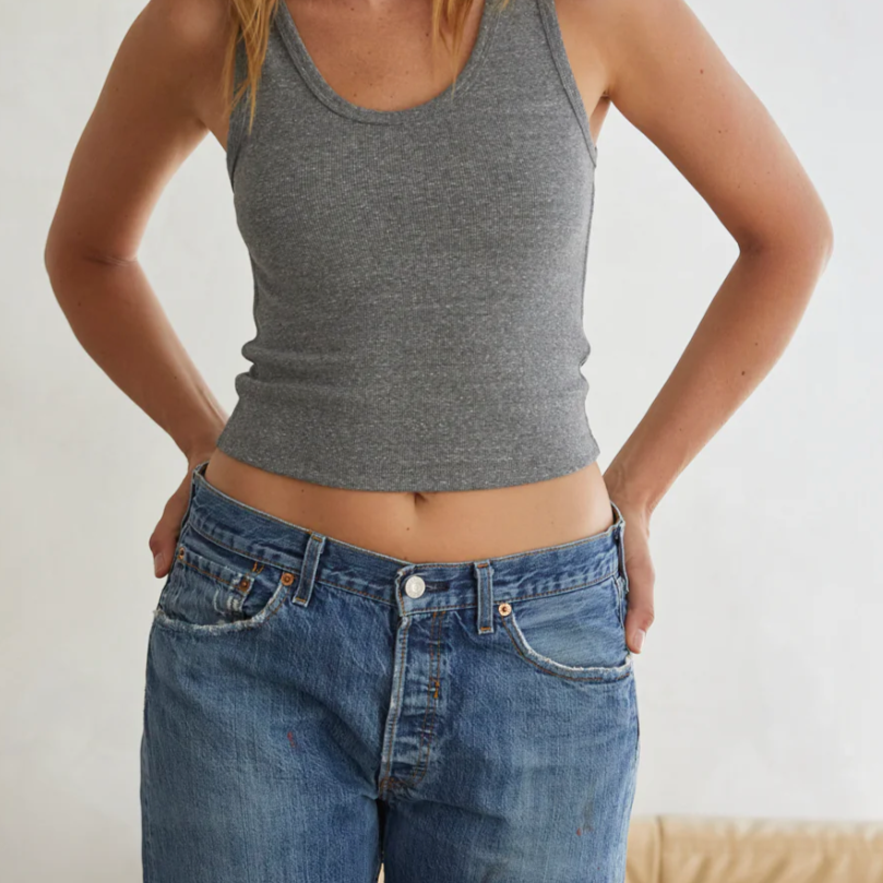 Perfect White Tee Blondie Tank Top | Dark Heather Grey