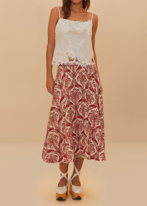 FARM Rio Off-White Sleeveless Lace Top