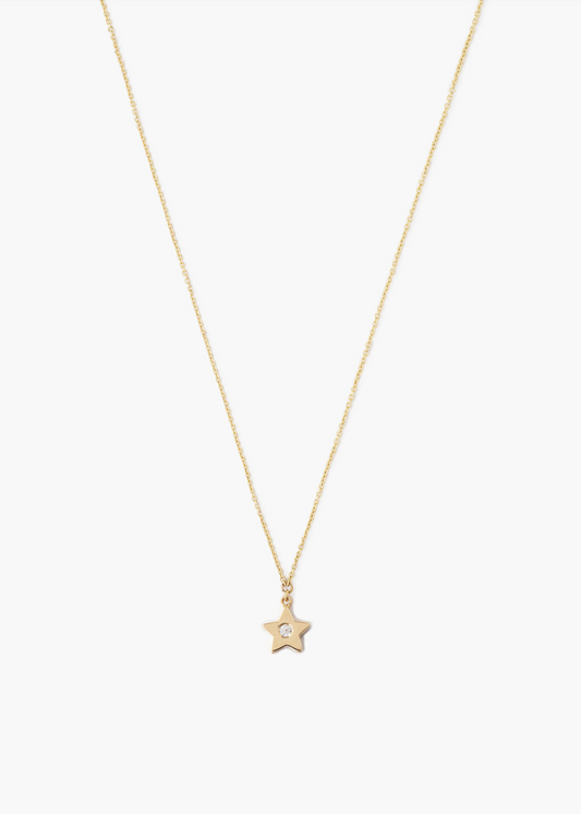 Chan Luu 14k Solid Gold Diamond Star Charm Necklace