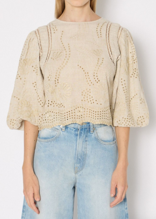Berenice Trinity Oversized Embroidered Top | Khaki