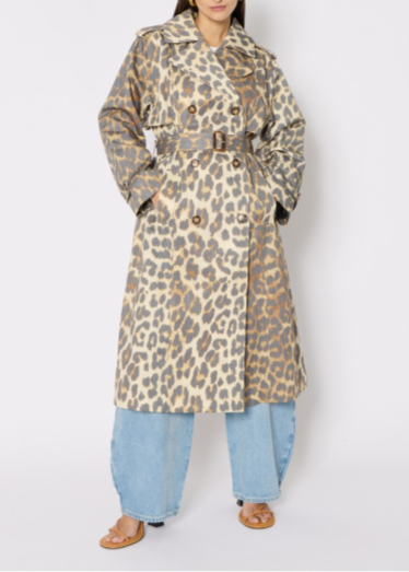 Berenice Mathilda Long Trench Coat | Leopard Print