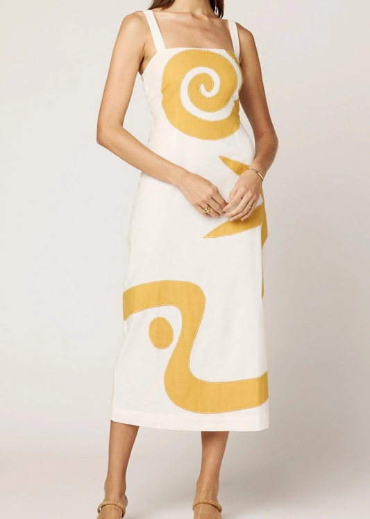 Cleobella Brie Midi Dress | Ivory/Ochre