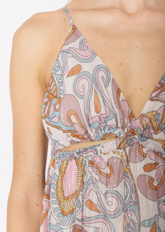 Berenice Robe Longue Imprimee Bretelles