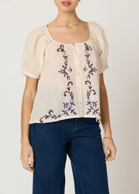 Cleobella Adeline Blouse | Ivory Multi