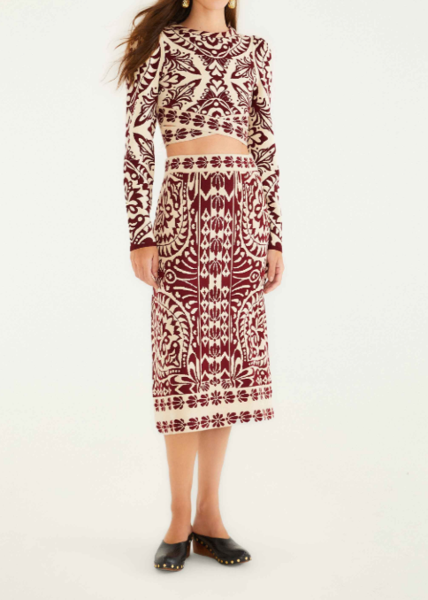 FARM Rio Pineapple Love Knit Midi Skirt