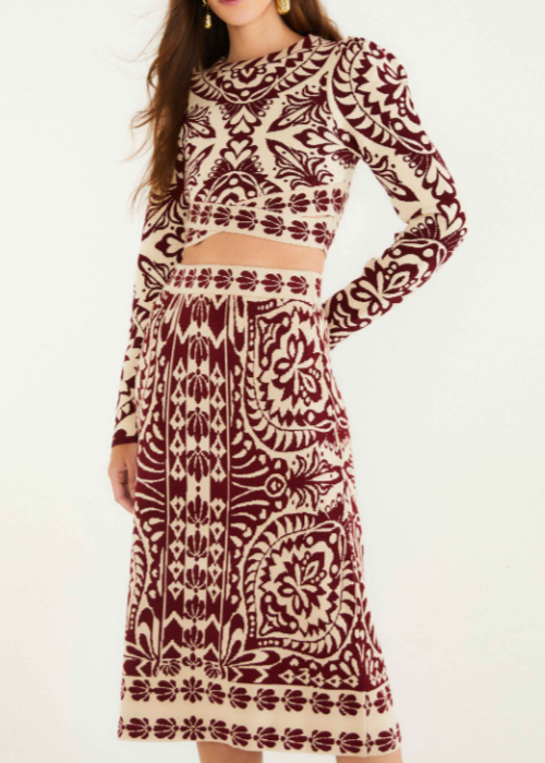 FARM Rio Pineapple Love Knit Midi Skirt