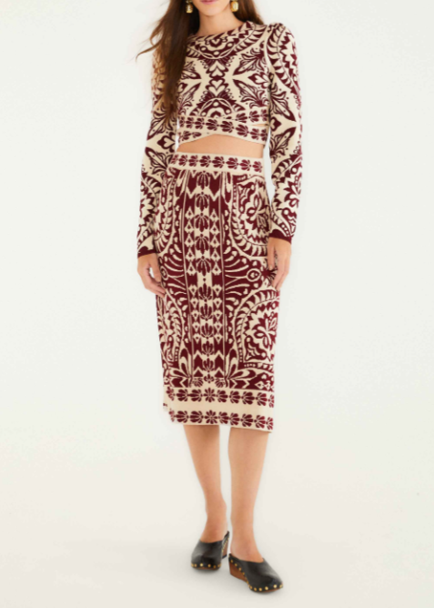 FARM Rio Pineapple Love Burgundy Knit Top