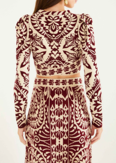 FARM Rio Pineapple Love Burgundy Knit Top