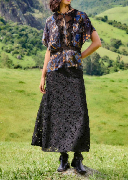 FARM Rio Snakes Bouquet Black Blouse