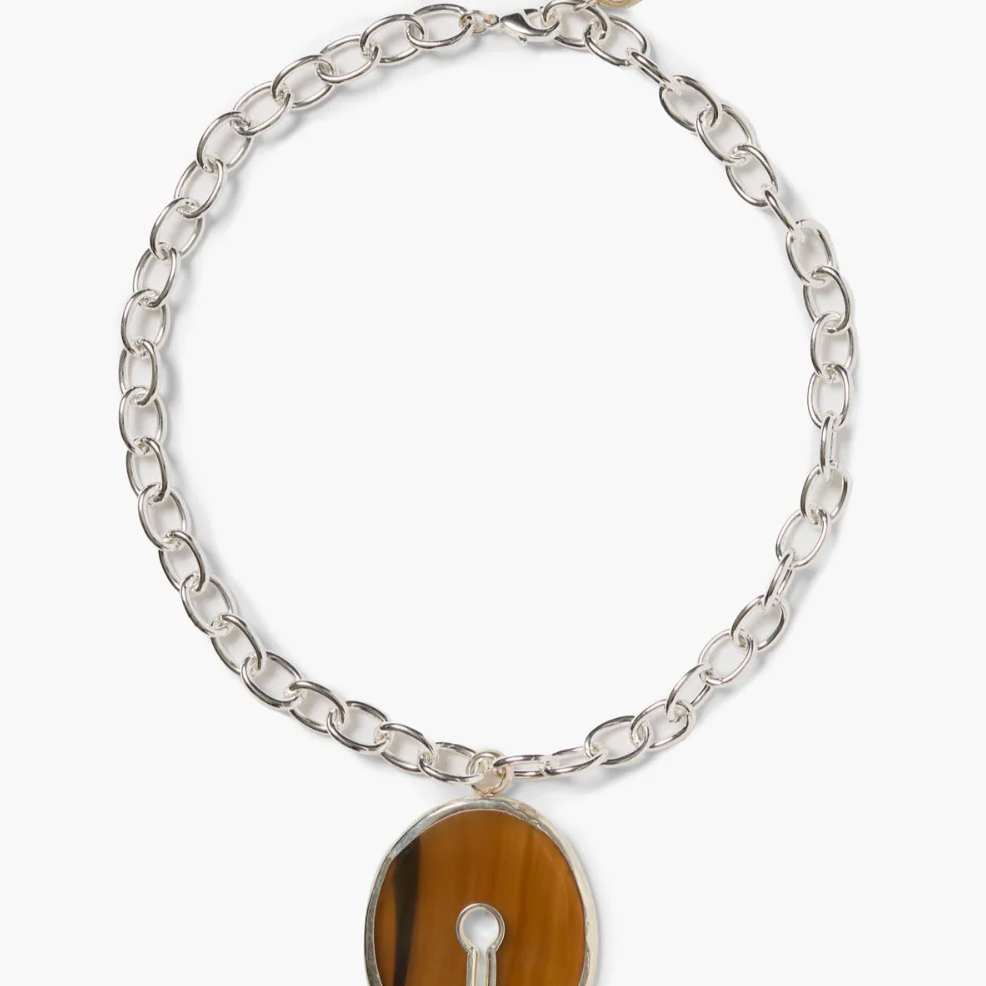 Chan Luu Padlock Necklace Brown Horn