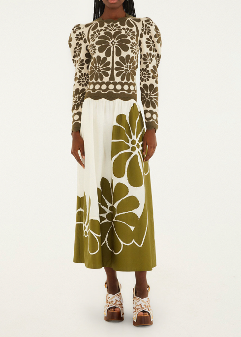 FARM Rio Palermo Green Midi Skirt