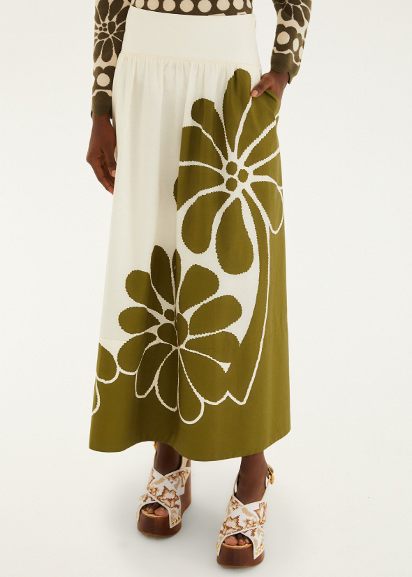 FARM Rio Palermo Green Midi Skirt