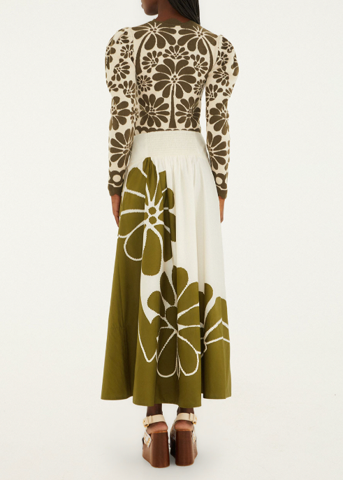 FARM Rio Palermo Green Midi Skirt