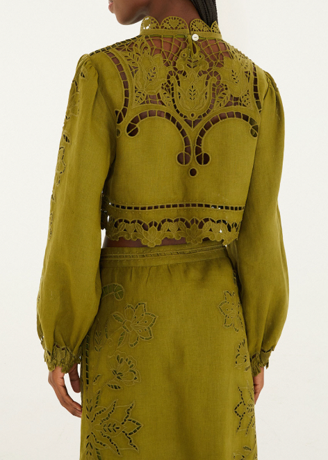 FARM Rio Majestic Garden Green Richelieu Blouse