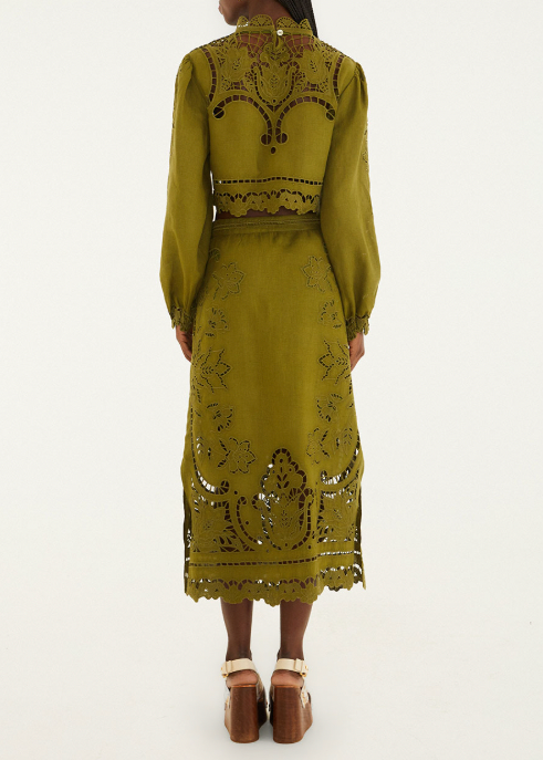 FARM Rio Majestic Garden Green Richelieu Skirt