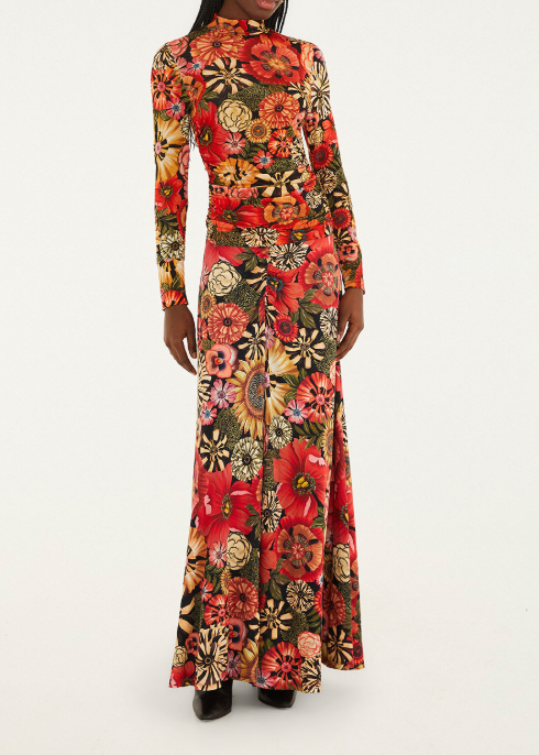 FARM Rio Flowershop Mini Black Midi Skirt