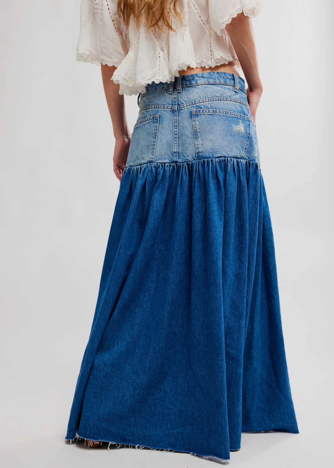 Free People Good Company Mixed Denim Maxi Skirt | Blessed