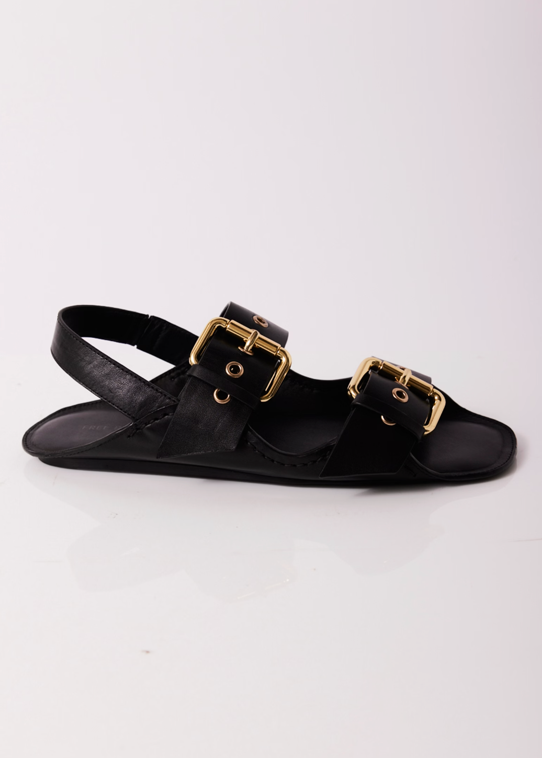 Free People Blossom Buckle Sandal | Black Leather