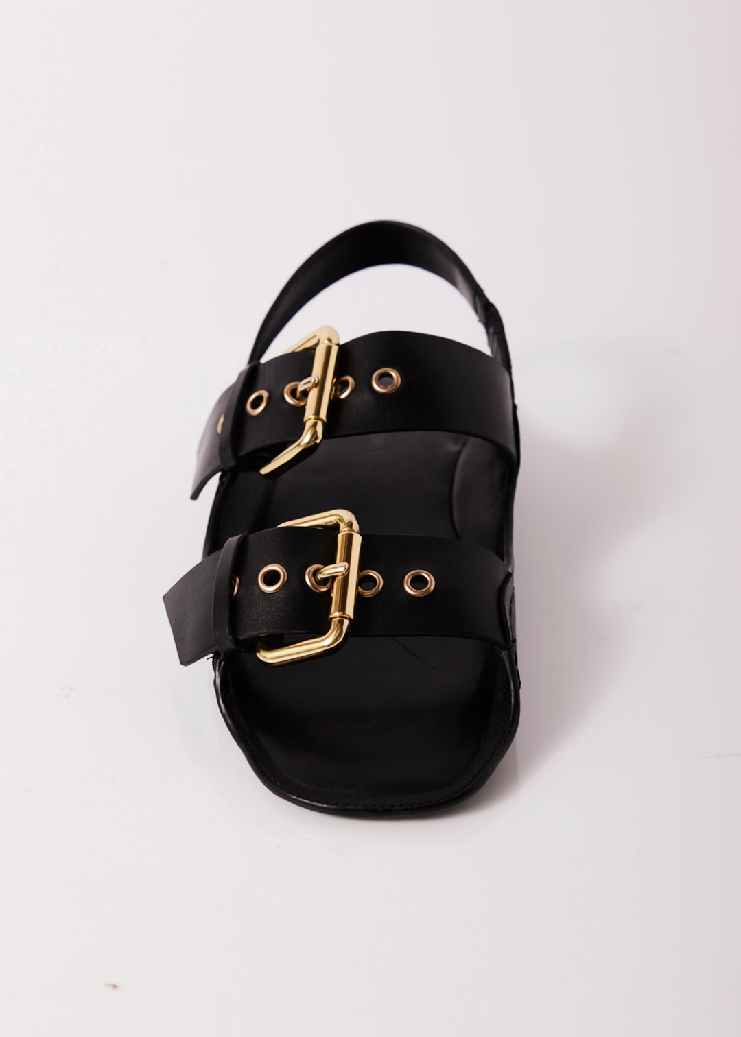 Free People Blossom Buckle Sandal | Black Leather